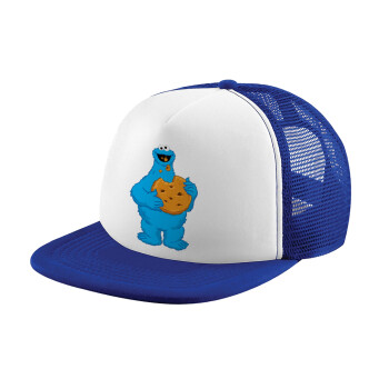 Cookie Monster, Καπέλο παιδικό Soft Trucker με Δίχτυ ΜΠΛΕ/ΛΕΥΚΟ (POLYESTER, ΠΑΙΔΙΚΟ, ONE SIZE)