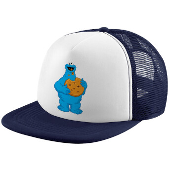 Cookie Monster, Καπέλο παιδικό Soft Trucker με Δίχτυ ΜΠΛΕ ΣΚΟΥΡΟ/ΛΕΥΚΟ (POLYESTER, ΠΑΙΔΙΚΟ, ONE SIZE)