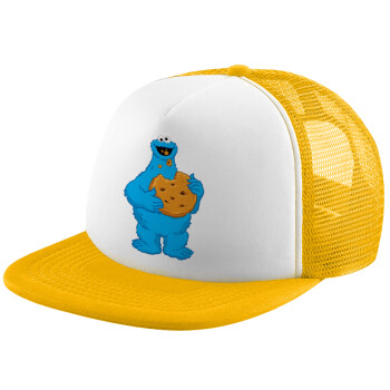 Cookie Monster, Καπέλο Soft Trucker με Δίχτυ Κίτρινο/White 