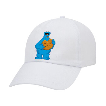Cookie Monster, Καπέλο Ενηλίκων Baseball Λευκό 5-φύλλο (POLYESTER, ΕΝΗΛΙΚΩΝ, UNISEX, ONE SIZE)