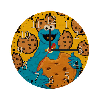 Cookie Monster, Ρολόι τοίχου ξύλινο plywood (20cm)
