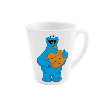 Cookie Monster, Κούπα κωνική Latte Λευκή, κεραμική, 300ml