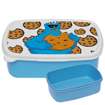 Cookie Monster, ΜΠΛΕ παιδικό δοχείο φαγητού (lunchbox) πλαστικό (BPA-FREE) Lunch Βox M18 x Π13 x Υ6cm