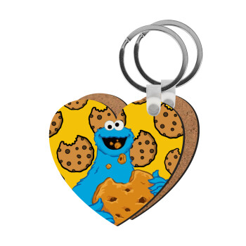 Cookie Monster, Μπρελόκ Ξύλινο καρδιά MDF