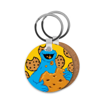 Cookie Monster, Μπρελόκ Ξύλινο στρογγυλό MDF Φ5cm