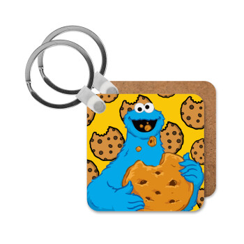 Cookie Monster, Μπρελόκ Ξύλινο τετράγωνο MDF