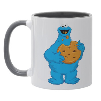 Cookie Monster, Κούπα χρωματιστή γκρι, κεραμική, 330ml