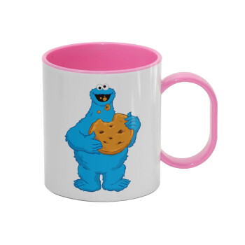 Cookie Monster, Κούπα (πλαστική) (BPA-FREE) Polymer Ροζ για παιδιά, 330ml