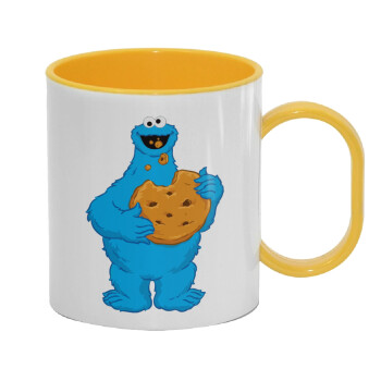 Cookie Monster, Κούπα (πλαστική) (BPA-FREE) Polymer Κίτρινη για παιδιά, 330ml