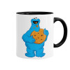 Cookie Monster, Κούπα χρωματιστή μαύρη, κεραμική, 330ml