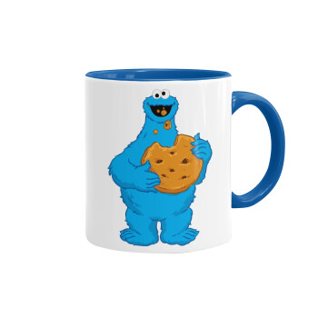 Cookie Monster, Mug colored blue, ceramic, 330ml