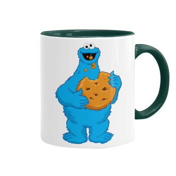 Cookie Monster, Κούπα χρωματιστή πράσινη, κεραμική, 330ml