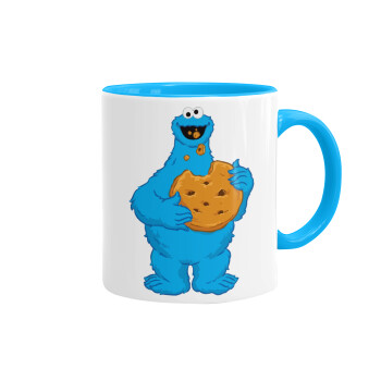 Cookie Monster, Κούπα χρωματιστή γαλάζια, κεραμική, 330ml
