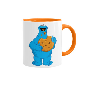 Cookie Monster, Κούπα χρωματιστή πορτοκαλί, κεραμική, 330ml