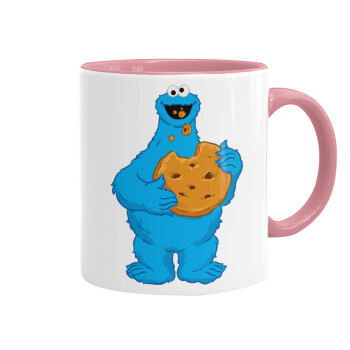 Cookie Monster, Κούπα χρωματιστή ροζ, κεραμική, 330ml