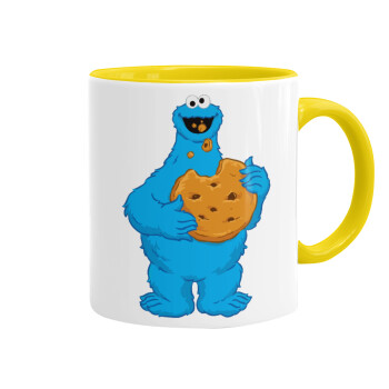 Cookie Monster, Κούπα χρωματιστή κίτρινη, κεραμική, 330ml