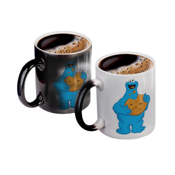 Cookie Monster, Color changing magic Mug, ceramic, 330ml when adding hot liquid inside, the black colour desappears (1 pcs)