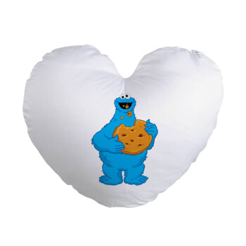 Cookie Monster, Μαξιλάρι καναπέ καρδιά 40x40cm περιέχεται το  γέμισμα