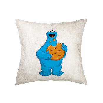 Cookie Monster, Μαξιλάρι καναπέ Δερματίνη Γκρι 40x40cm με γέμισμα