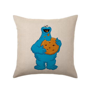 Cookie Monster, Μαξιλάρι καναπέ ΛΙΝΟ 40x40cm περιέχεται το  γέμισμα