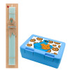 Easter Set, children's snack container BLUE & Easter aromatic flat candle (30cm) (TURQUOISE)