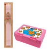 Easter Set, children's snack container PINK & scented flat Easter candle (30cm) (PINK)