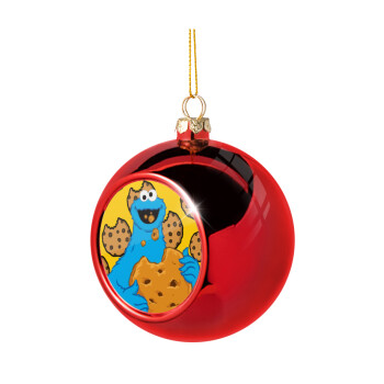 Cookie Monster, Χριστουγεννιάτικη μπάλα δένδρου Κόκκινη 8cm