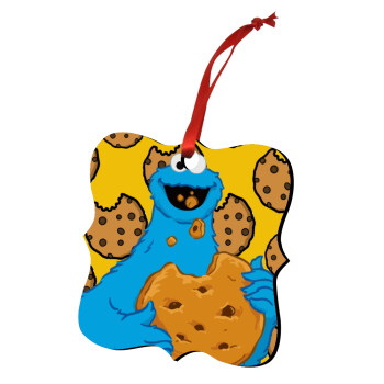 Cookie Monster, Χριστουγεννιάτικο στολίδι polygon ξύλινο 7.5cm