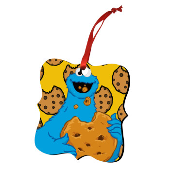 Cookie Monster, Christmas ornament polygon wooden 7.5cm