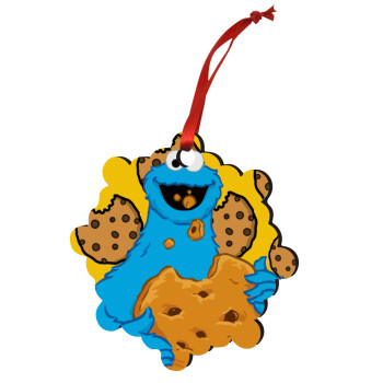 Cookie Monster, Χριστουγεννιάτικο στολίδι snowflake ξύλινο 7.5cm