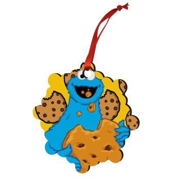 Cookie Monster, Christmas ornament snowflake wooden 7.5cm