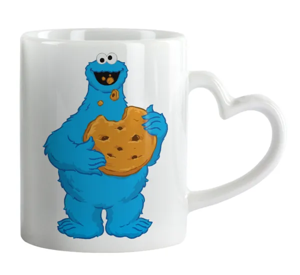 Cookie Monster — Mug heart handle, ceramic, 330ml