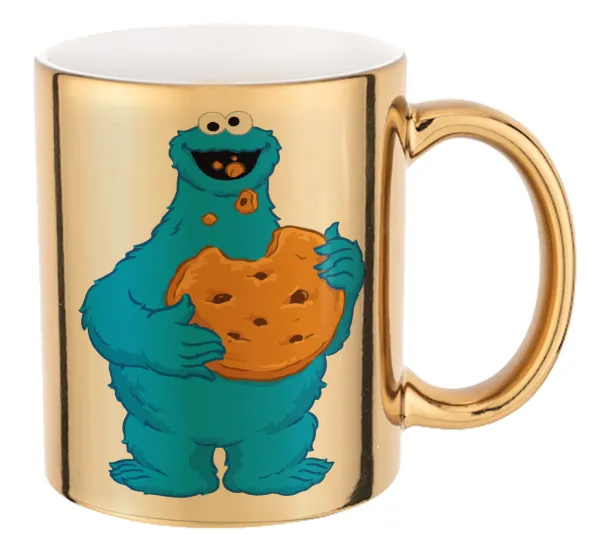 Cookie Monster — Mug ceramic, gold mirror, 330ml