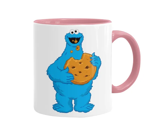 Cookie Monster — Κούπα χρωματιστή ροζ, κεραμική, 330ml