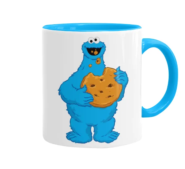 Cookie Monster — Mug colored light blue, ceramic, 330ml