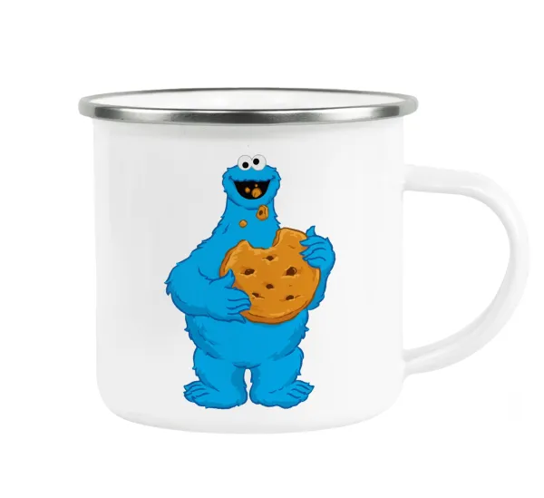 Cookie Monster — Metallic enamel cup white 360ml