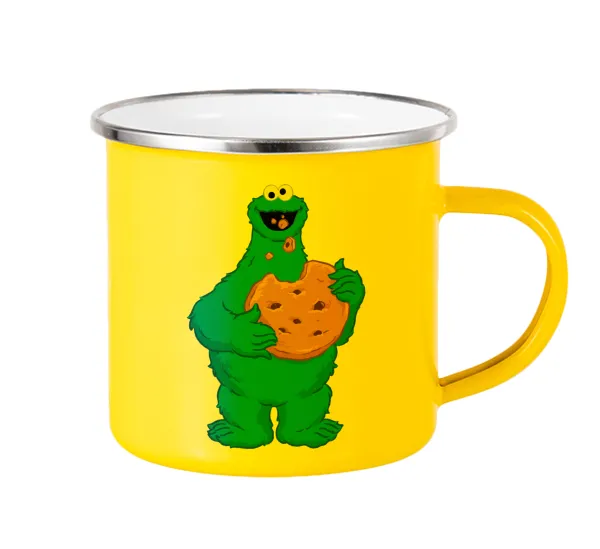 Cookie Monster — Yellow Enamel Metallic Cup 360ml