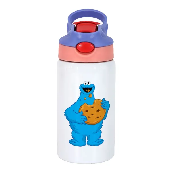 Cookie Monster — Παιδικό παγούρι θερμό, ανοξείδωτο, με καλαμάκι ασφαλείας, ροζ/μωβ (350ml)