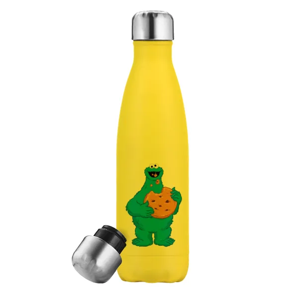 Cookie Monster — Yellow Stainless Steel Metallic Thermos, double-walled, 500ml