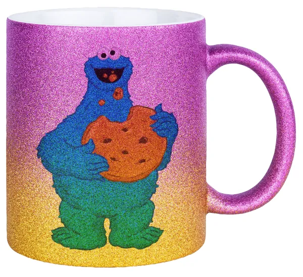 Cookie Monster — Κούπα Χρυσή/Ροζ Glitter, κεραμική, 330ml