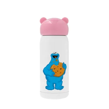Cookie Monster, Pink stainless steel thermal flask, 320ml