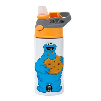 Cookie Monster, Παιδικό παγούρι θερμό, ανοξείδωτο, με καλαμάκι ασφαλείας, Πορτοκαλί/Γκρι (360ml) BPA-FREE