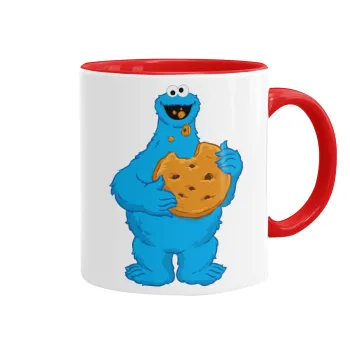 Cookie Monster, Κούπα χρωματιστή κόκκινη, κεραμική, 330ml