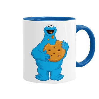 Cookie Monster, Mug colored blue, ceramic, 330ml