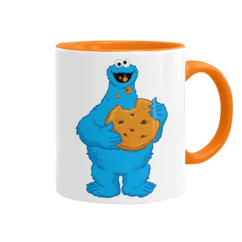Cookie Monster, Κούπα χρωματιστή πορτοκαλί, κεραμική, 330ml