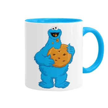 Cookie Monster, Κούπα χρωματιστή γαλάζια, κεραμική, 330ml