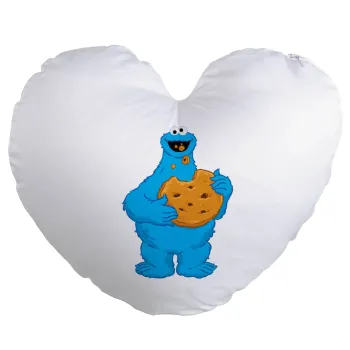 Cookie Monster, Μαξιλάρι καναπέ καρδιά 40x40cm περιέχεται το  γέμισμα