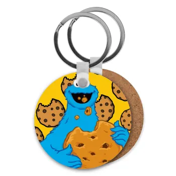 Cookie Monster, Μπρελόκ Ξύλινο στρογγυλό MDF Φ5cm