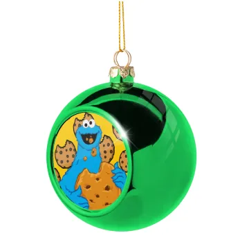 Cookie Monster, Green Christmas tree ornament ball 8cm