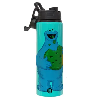 Cookie Monster, Μεταλλικό παγούρι νερού με καπάκι ασφαλείας, αλουμινίου 850ml